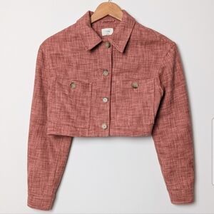 WILFRED Little Cropped Jacket Red Cotton Blend XS Aritzia
